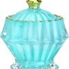 Goodsright Decor Blue Vintage Glass Jewelry Box,Crystal Candy Jar with Lid,Candy Dishes Decorative,Glass Storage Bathroom Jar Gift for Women