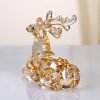 Goodsright Decor Crystal Deer Animals Lovely Elegant Craft Decorations for Home Ornaments Christmas Collectible Birthday Gifts Reindeer Figurines (Gold)