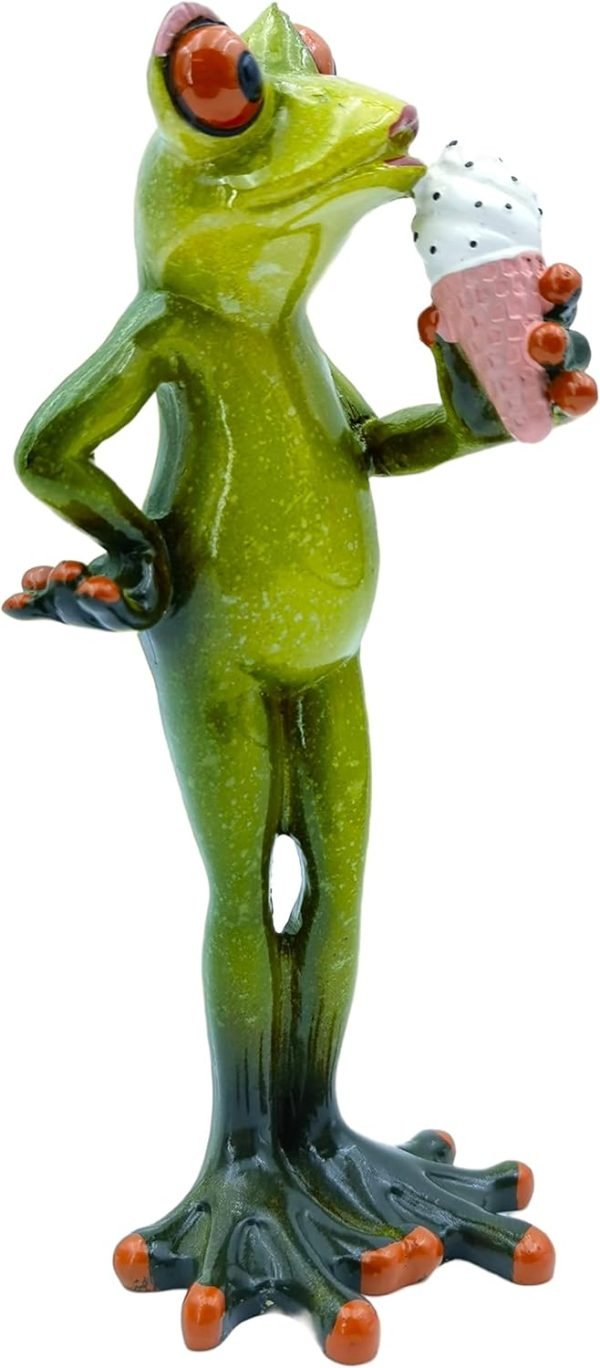 Goodsright Decor Frog Figurines Decor Funny Cute Craft Resin Frog Sculpture Statue for Home Office Desk Tabletop Bathroom Decoration, Ornament Gift (Fishing Frog)