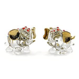 Goodsright Decor Mini Elephant Set 2 Elephant Animal Miniatures Statue Figurines 2pcs/Set Lucky Elephants for Home, Office, Kitchen, Bathroom D??cor, Shelf Ornaments