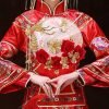 Goodsright Decor 5pcs Chinese Wedding Retro Bride Gold Red Circular Fan Handmade Dragon and Phoenix Flower Decoration Craft Photography Jewelry Decoration Props(1/2/3/4/5)