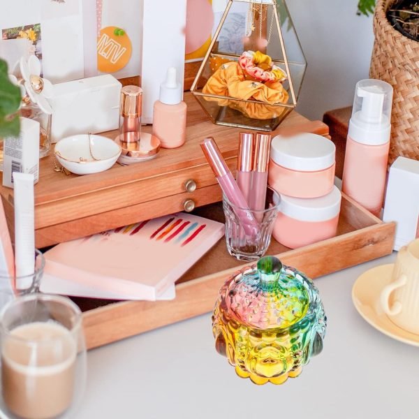 Goodsright Decor 2pcs colorful glass jar old glass crystal cookie jar glass bowls with lids glass decorative jar glass candy jar candy dish with lid clear jar Glass Gift Organizer biscuit Candy box