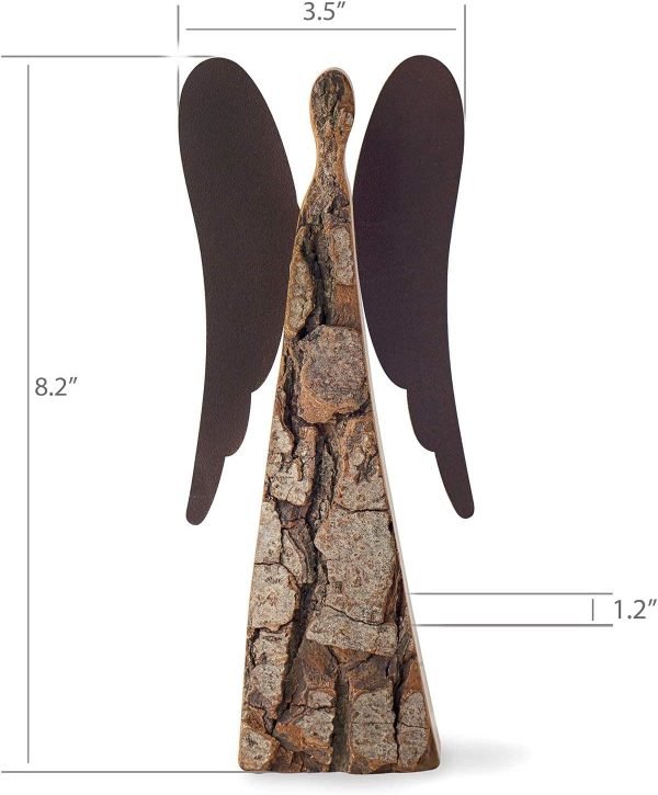Goodsright Decor Wooden Guardian Angel Figurines for Love, Peace, Inspiration - Remembrance Angel Collectible Statue - Christmas Wood Angel Decor - Rustic Angel Gift in Memory of Loved Ones - Medium