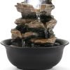 Goodsright Decor Indoor Fountains Tabletop Fountain Indoor Waterfall Fountain Stacked Rocks Water Feature Feng Shui Zen Meditation Relaxation Desktop Fountain with LED Light for Home and Office Decor(Style 8)