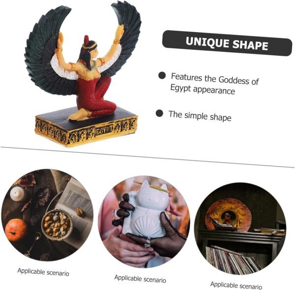 Goodsright Decor 4pcs Egyptian Ornament Desktop Decor Table top Decor Resin Crafts Collectible Egypt Figurine Spreading Wings Statue Winged Statue Egyptian Female Divine Decor Sculpture Figure