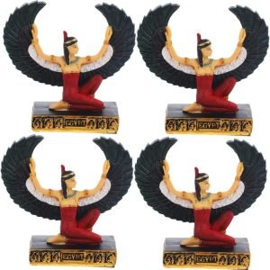 Goodsright Decor 4pcs Egyptian Ornament Desktop Decor Table top Decor Resin Crafts Collectible Egypt Figurine Spreading Wings Statue Winged Statue Egyptian Female Divine Decor Sculpture Figure