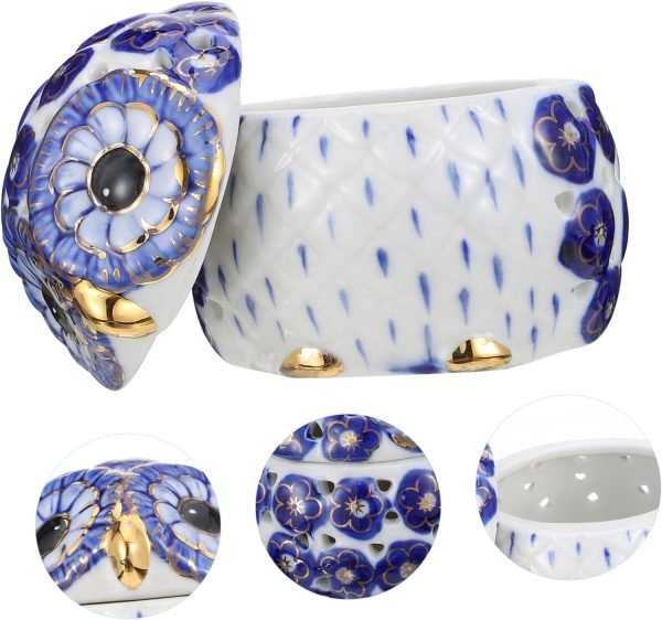 Goodsright Decor Owl Jewelry Box Ceramic Owl Jar with Lid Owl Shape Aroma Jar Desktop Decor Ceramic Desktop Ornament Meditation Aromatherapy Organizer Ceramic Storage Jar Aromatherapy Decoration