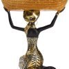 Goodsright Decor Resin Traditional Ethnic Dress Black Woman Tray Statue for Candy Jewelry Ring Fruit, Living Room Dining Table Bedroom Ornament Decoration TQGJBS337