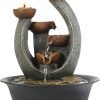 Goodsright Decor Indoor Fountains Tabletop Fountain Indoor Waterfall Fountain Stacked Rocks Water Feature Feng Shui Zen Meditation Relaxation Desktop Fountain with LED Light for Home and Office Decor(Style 8)