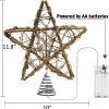 Goodsright Decor Christmas Tree Topper Farmhouse Christmas Decor Christmas Tree Decorations Rattan Natural Christmas Tree Star with 10 Warm LED Lights for Rustic Christmas Ornaments Holiday Seasonal Decoration 10 Inch