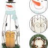 Goodsright Decor 2 Pack Christmas Candle Lantern with LED Lights, Metal Lighted Santa Claus Lanterns for Christmas Holiday Home Decorations