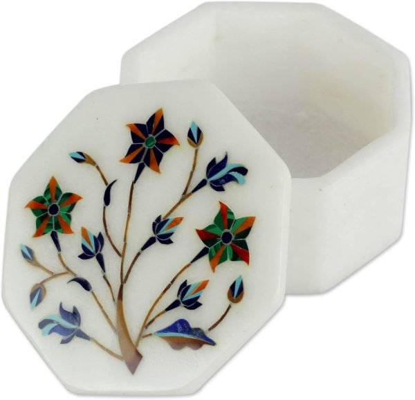 Goodsright Decor Mughal Garland Marble Inlay Jewelry Box