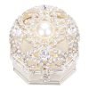 Goodsright Decor Vintage Jewelry Box for Women 1950s, Trinket Boxes Crystal Small Jewelry Box for Girls, Ring &Earring Holder Organizer, Antique Jewelry Case, White Jewelry Box with Pearl and Rhinestone