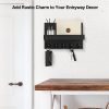 Goodsright Decor Key Holder for Wall, Decorative Key and Mail Holder with Shelf Has Large Hooks for Bags, Coats, Umbrella ?C Paulownia Wood Key Hanger with Mounting Hardware (9.8??W x 6.7??H x 4.2??D)