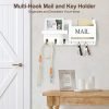 Goodsright Decor Organizer for Wall Mount ?C Key Holder with Shelf Includes Letter Holder and Hooks for Hallway Farmhouse Decor ?C Rustic Wood with Flush Mounting Hardware (16.5?? x 9.1?? x 3.4??) (White)
