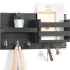 Goodsright Decor Mail Organizer for Wall Mount ?C Key Holder with Shelf Includes Letter Holder and Hooks for Coats, Dog Leashes ?C Rustic Wood with Flush Mounting Hardware (16.5?? x 8.7?? x 3.5??)