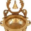 Goodsright Decor A Beautiful Brass Designer Ethnic Carved Decorative Urli Bowl with Bell for Floating Flowers and Tea Light Candles Home,Office and Table D??cor
