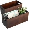 Goodsright Decor Wood Open Storage Boxes Mail Organizer Bins Letter Holder Box Rustic Wooden Boxes for Storage Nesting Storage Box Set 2