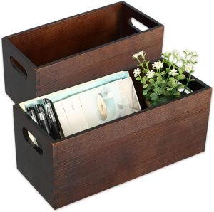 Goodsright Decor Wood Open Storage Boxes Mail Organizer Bins Letter Holder Box Rustic Wooden Boxes for Storage Nesting Storage Box Set 2