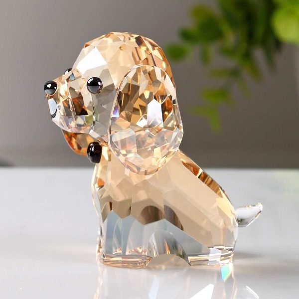 Goodsright Decor Crystal Dog Puppy Cute Valentines Day Sweet Gifts Figurine Collection Animal Collectible Ornament Lovely (Gold)