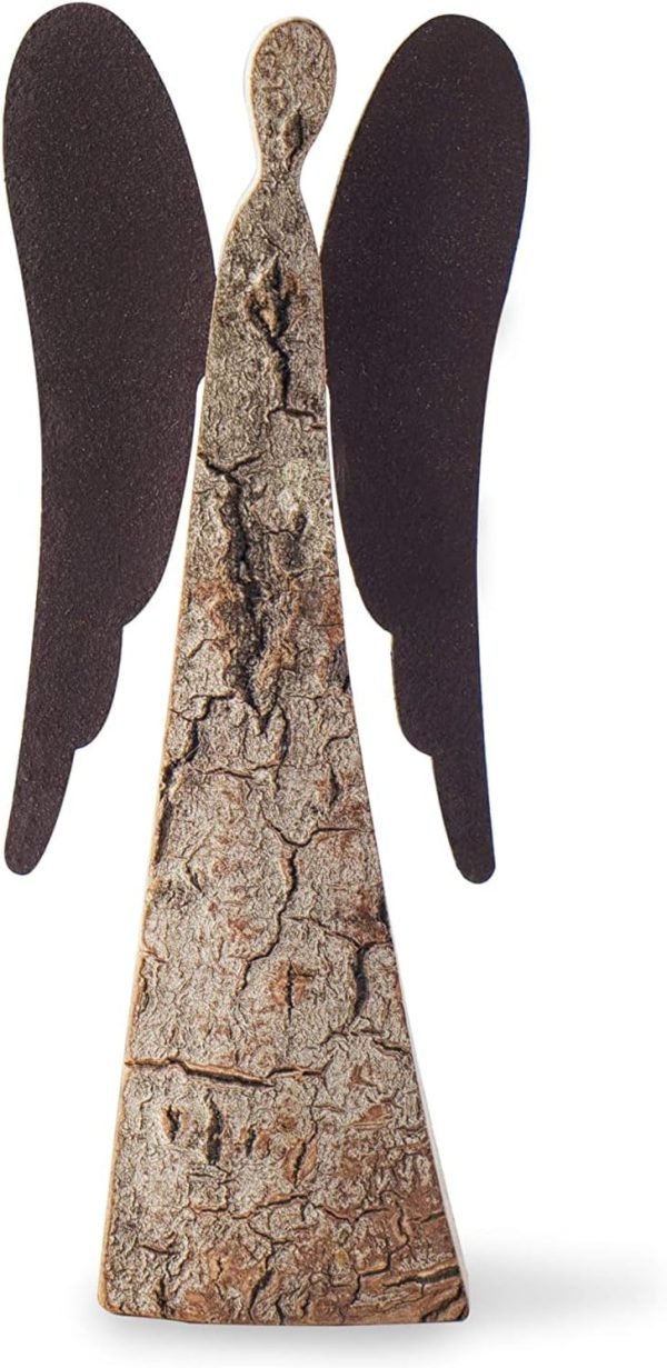 Goodsright Decor Wooden Guardian Angel Figurines for Love, Peace, Inspiration - Remembrance Angel Collectible Statue - Christmas Wood Angel Decor - Rustic Angel Gift in Memory of Loved Ones - Medium