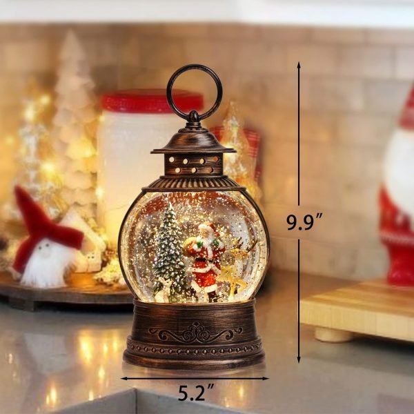 Goodsright Decor Snow Globe Lighted Christmas Decorations, Musical Christmas Snow Globe Lantern with Swirling Glitter, Santa and Elk, Christmas Holiday Party Gifts and Decorations