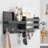 Goodsright Decor Mail Organizer for Wall Mount ?C Key Holder with Shelf Includes Letter Holder and Hooks for Coats, Dog Leashes ?C Rustic Wood with Flush Mounting Hardware (16.5?? x 8.7?? x 3.5??)