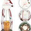 Goodsright Decor 2 Pack Christmas Candle Lantern with LED Lights, Metal Lighted Santa Claus Lanterns for Christmas Holiday Home Decorations