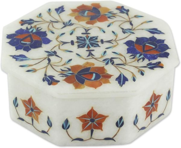 Goodsright Decor Mughal Garland Marble Inlay Jewelry Box