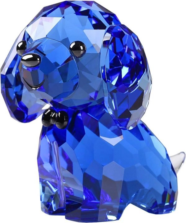 Goodsright Decor Crystal Dog Puppy Cute Valentines Day Sweet Gifts Figurine Collection Animal Collectible Ornament Lovely (Gold)
