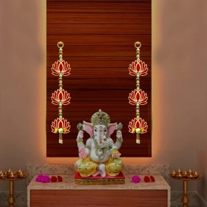 Goodsright Decor 2 Pc 15 Inch Lotus Latkan Decorative Toran/Wall Hanging Dipawali Ganesh Chaturthi Designer Mandir Hanging Valance Pujan Bandhanwar Indian Festival Traditional Fancy Latkan