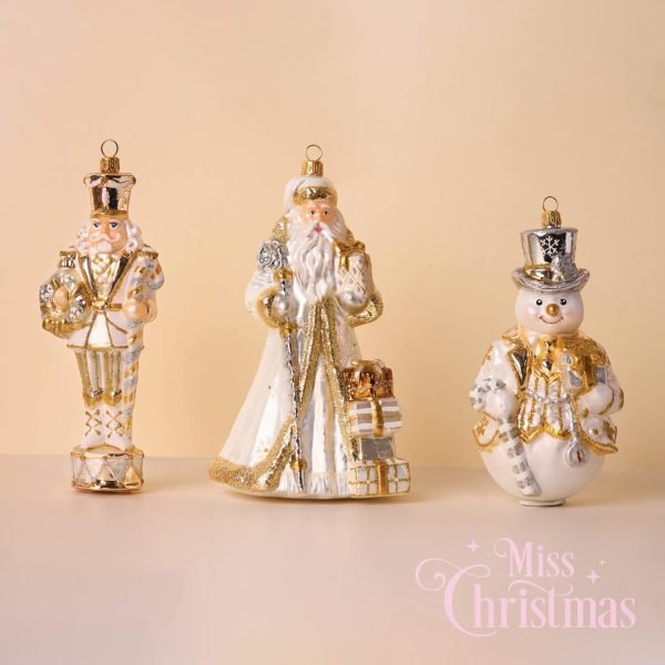 Goodsright Decor Miss Christmas Collection Fancy Snowman Blown Glass Christmas Tree Ornament (Elegant White Snowman)