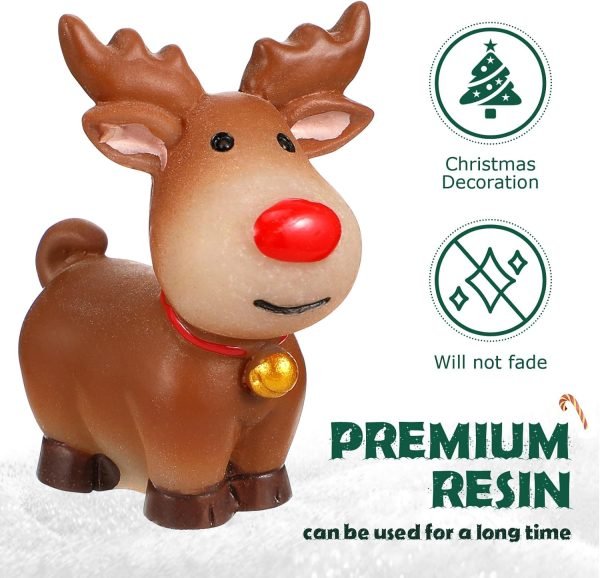 Goodsright Decor 5 Pcs Mini Reindeer Statue Cartoon Antler Deer Elk Pattern Figurine Animal Cake Topper Desktop Decorative Ornaments for Children Kids Style 1