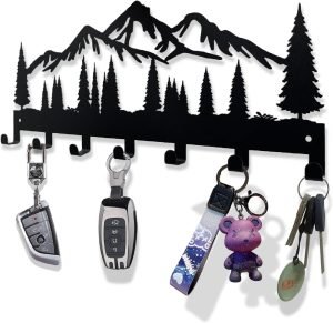 Goodsright Decor Key Holder for Wall | Metal Key Holder Hooks Organizer Rack | Metal Key Organizer Wall Decorative with 7 Hooks for Entryway, Front Door, Hallway, Kitchen, Office (Mountain)