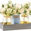 Goodsright Decor Jar Lights Centerpiece Table Decorations for Dining Room Farmhouse Coffee Table Decor Tray with 3 Jars Flowers Christmas Centerpieces Decor for Kitchen Living Dining Room, Orange
