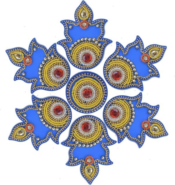 Goodsright Decor Floor Home Decoration for Festival Diwali Acrylic Traditional Handmade Inerior Decoration Wall Decoration Sticker Wedding D??cor Party Gift Gifting Small Rangoli Size: 7" - Diya Shape