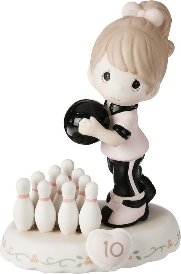 Goodsright Decor Precious Moments Growing in Grace Age 10 | Blonde Girl Bowling Bisque Porcelain Figurine | Birthday Gift | Birthday Collection | Room Decor & Gifts | Hand-Painted