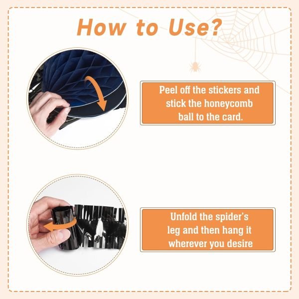 Goodsright Decor Halloween Hanging Spider, Halloween Honeycomb Pendant Ornaments, Perfect for Halloween Kids' Party Decoration, Haunted House, Indoor Outdoor Hanging Halloween Decor