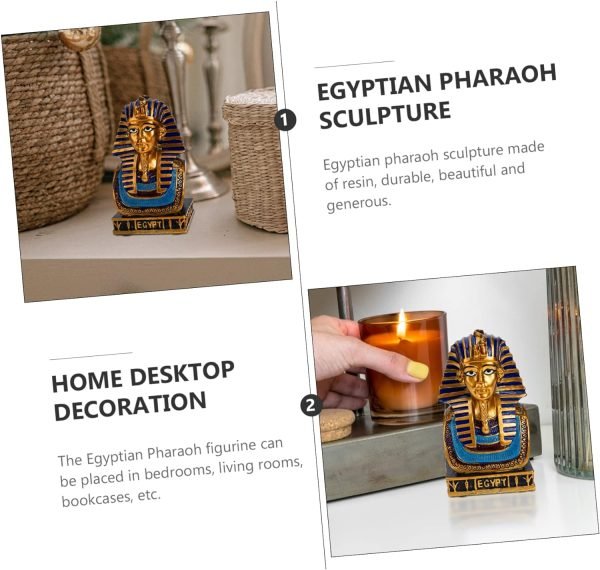 Goodsright Decor 4pcs Pharaoh Decorative Ornaments Tutankhamun Figures King Figurine Statue of Khafre Egyptian Pharaoh King Khafre Statue Ornament Crafts 80s Party Decorations Bust Resin Avatar