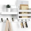 Goodsright Decor Mail Organizer for Wall Mount ?C Key Holder with Shelf Includes Letter Holder and Hooks for Coats, Dog Leashes ?C Rustic Wood with Flush Mounting Hardware (16.5?? x 8.7?? x 3.5??)