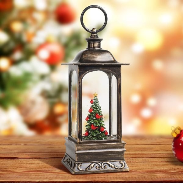 Goodsright Decor Christmas Snow Globes, Cardinal Christmas Tree Water Lantern, USB Powered & Battery, Holiday Decorations Gifts for Family, Children or Friends