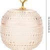 Goodsright Decor Glass Jewelry Jar Apple Shaped Box Clear Candy Containers Small Trinket Box Crystal Cosmetic Holder Powder Puff Container Box for Rings Earrings Necklace Candy Dish