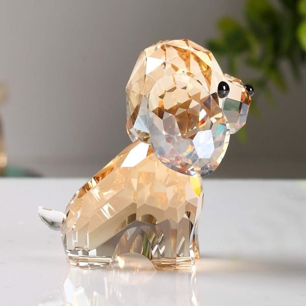 Goodsright Decor Crystal Dog Puppy Cute Valentines Day Sweet Gifts Figurine Collection Animal Collectible Ornament Lovely (Gold)