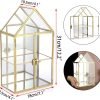 Goodsright Decor 2 Tier Clear Glass Storage Box, Gold Mirrored Jewelry Makeup Display Organizer Case, Decorative Tower box Storage for Trinket Perfume Lipstick Figure Statue Toy Display, House Shape