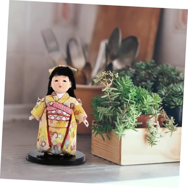 Goodsright Decor 2pcs Japanese Doll Wood Toys Geisha Kabuki Doll Model Car Ornament Asian Kimono Doll Figurine Asian Kimono Figure Japanese Kabuki Dolls Toy for Kids Decorations Child Aldult Cloth