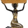 Goodsright Decor Resin Traditional Ethnic Dress Black Woman Tray Statue for Candy Jewelry Ring Fruit, Living Room Dining Table Bedroom Ornament Decoration TQGJBS337