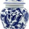 Goodsright Decor 8" Ceramic Ginger Jar with Lid - Tea Storage, Decorative, Home Decor Jar (Orange & White)