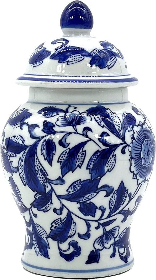 Goodsright Decor 8" Ceramic Ginger Jar with Lid - Tea Storage, Decorative, Home Decor Jar (Orange & White)