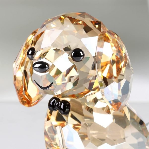 Goodsright Decor Crystal Dog Puppy Cute Valentines Day Sweet Gifts Figurine Collection Animal Collectible Ornament Lovely (Gold)