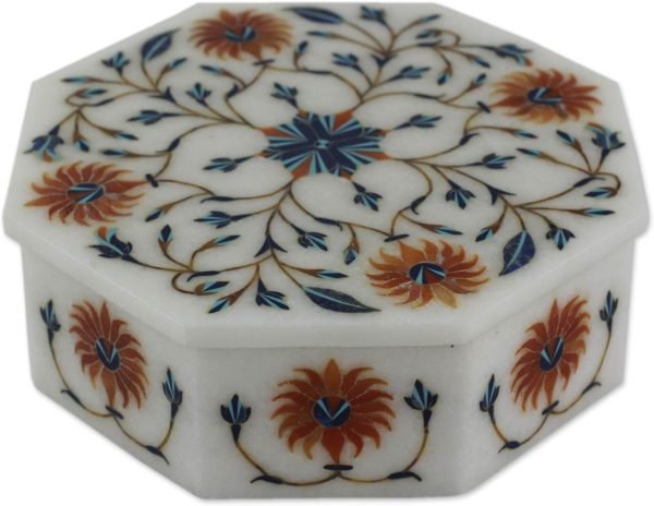 Goodsright Decor Mughal Garland Marble Inlay Jewelry Box